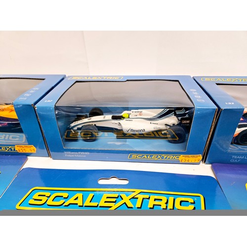 8385 - Three boxed Scalextric slot racing cars to include C3955 Williams FW40 Felipe Massa, C3960 Team F1 R... 