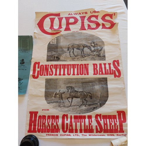 1082 - A Cupiss' poster together with bygone H. Hurren's wrapping paper a/f