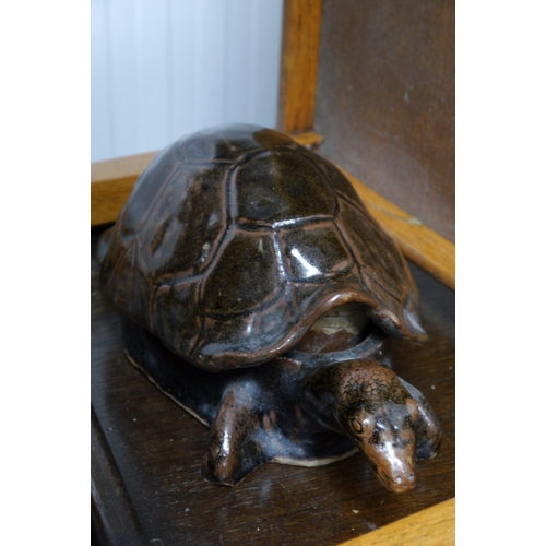 2492 - A glazed pottery tortoise game dish tureen     (R) £30