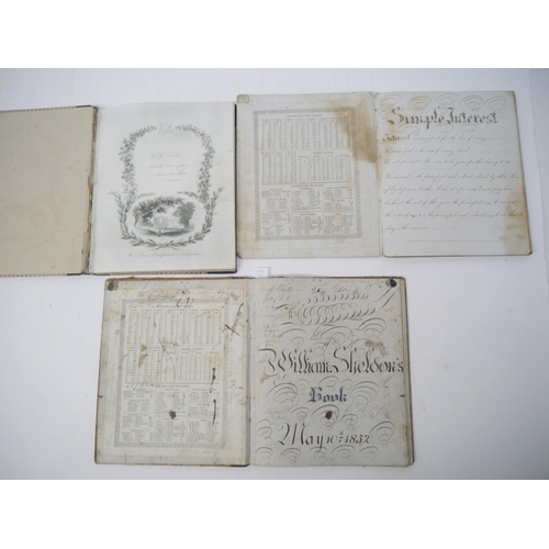 7302 - Three Victorian manuscript schoolchild's exercise books, all with manuscript pen & ink entries mathe... 