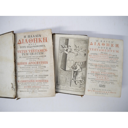 7314 - Bible, two Eighteenth Century Old/New Testaments in Greek, '[Hē palaia diathēkē kata tous hevdome... 