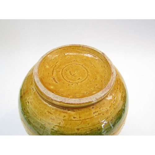 9062 - A Bitossi Italian Pottery vase in green and ochre colours. 21cm high