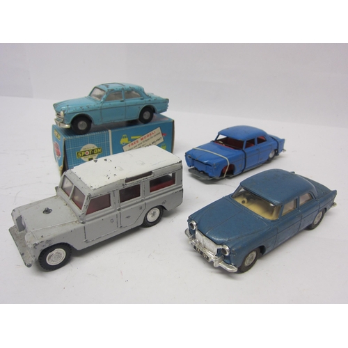 8123 - Four playworn Triang Spot-On diecast vehicles to include 216 Volvo 122.S with Sliding Roof in light ... 