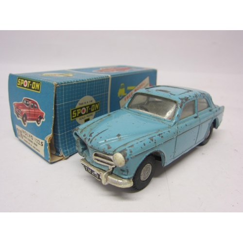 8123 - Four playworn Triang Spot-On diecast vehicles to include 216 Volvo 122.S with Sliding Roof in light ... 