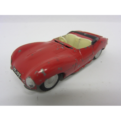 8121 - Six playworn Triang Spot-On diecast model cars to include 185 Fiat 500 in blue, 105 Austin Healey in... 