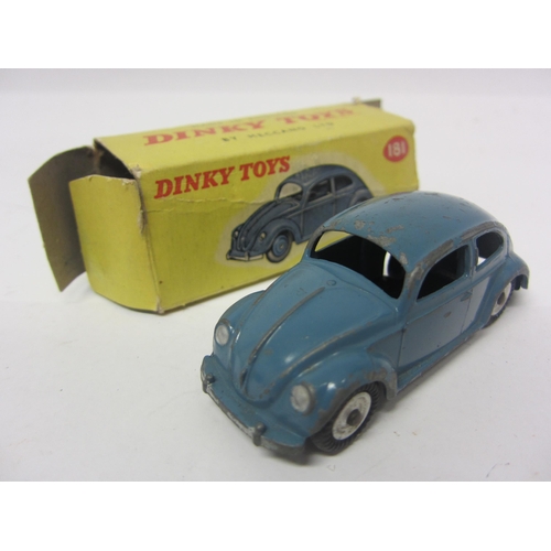 8206 - Four Dinky Toys playworn diecast cars to include 181 Volkswagen Beetle, 167 A.C. Aceca, 198 Rolls-Ro... 