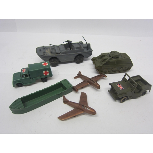 8141 - A collection of Triang Minic Push and Go 00/H0 scale military and RAF plastic vehicles with friction... 