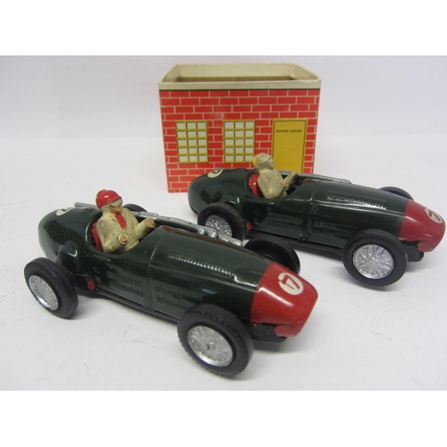 8393 - A boxed 1960s Triang Scalextric Model No.1 slot racing set, comprising two green tinplate number '7'... 