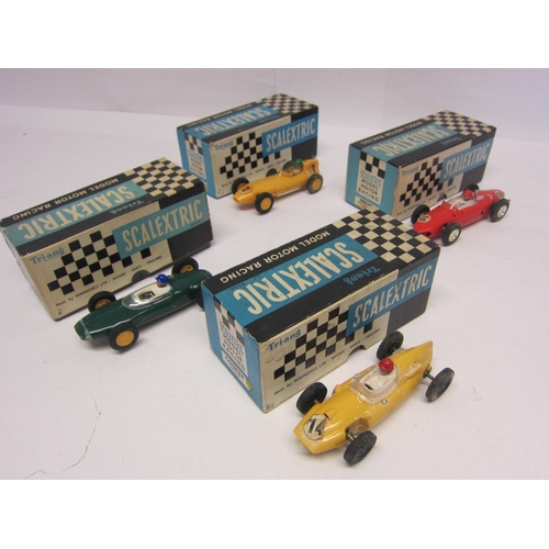 8394 - Four boxed Triang Scalextric slot racing cars to include C54 Lotus in yellow, C62 Ferrari in red, C6... 