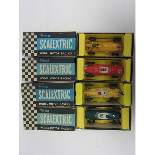 8394 - Four boxed Triang Scalextric slot racing cars to include C54 Lotus in yellow, C62 Ferrari in red, C6... 