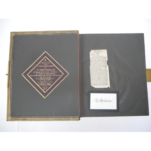 7321 - (Diss, Holy Bible.) A Victorian Bible, printed by Eyre & Spottiswoode, c.1875, presented to Mr Terah... 