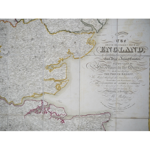 7328 - (Map.) M. Phillips: '2nd Edition of the Grand Southern Tour of England, including a Principal Part o... 