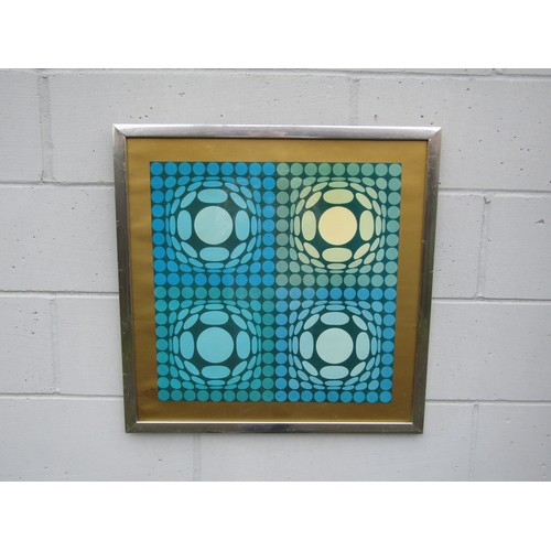 9431 - A framed and glazed print after Victor Vasarely. Image size 59cm x 59cm  (C)