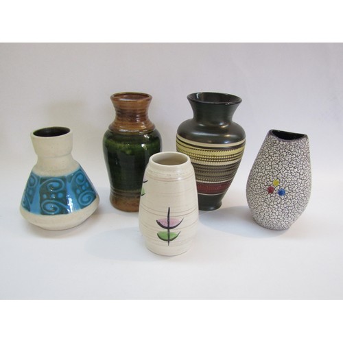 9098 - A collection of five West German small vases of various designs including Bay. Tallest 21cm