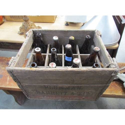 3316 - A Plowman Barrett & Co crate with twelve empty beer bottles