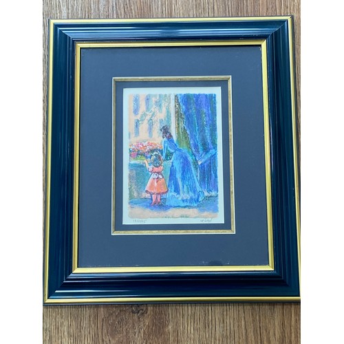 4092 - A modern pencil signed limited edition print depicting mother and daughter gazing out of a window, N... 