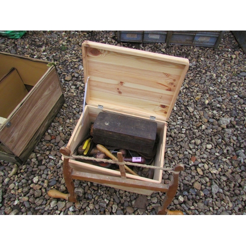 3337 - A box of mainly mixed tools including woodblock pplane, coping saw, hammers, wet stone etc