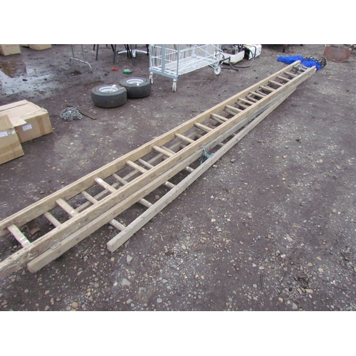 3509 - Three timber ladder sections