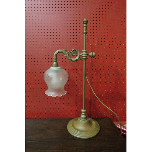 4040 - A brass lantern shaped height-adjustable table lamp