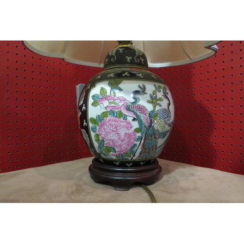 4044 - A pair of Chinese table lamps of ginger jar form
