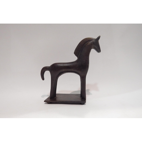 4051 - A modernistic sculpture of a Trojan style horse, 19.5cm tall