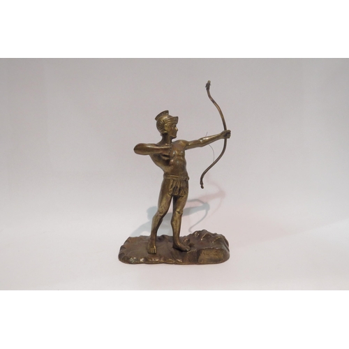 4052 - A brass figure of a Roman archer after Schmidt-Felling, 24cm tall