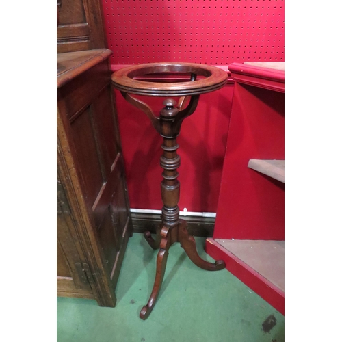 4053 - A 19th Century mahogany washstand, turned column and scrolled tripod base, 94.5cm high  (R)  £45