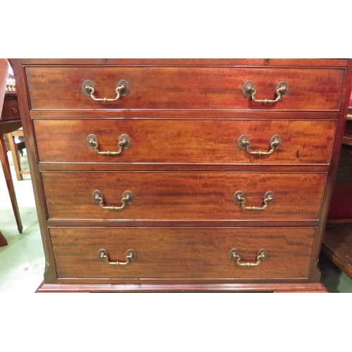 4083 - A George III style flame mahogany bachelor's chest the brushing slide over four graduating long draw... 