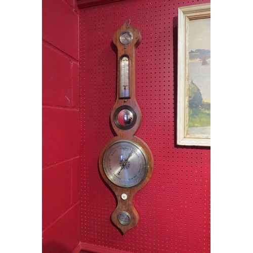 4090 - A 19th Century rosewood five dial wall barometer