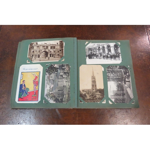 4109 - A postcard album with various contents including topographical, ships and churches