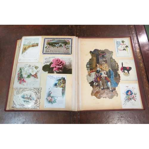 4110 - A Victorian scrap album with various contents, together with a Times Atlas, 1896 (2)