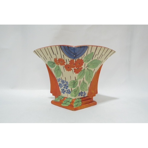 4113 - A Wadeheath Art Deco vase of flared form with hand painted floral decoration c.1930, 17cm tall