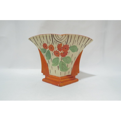 4113 - A Wadeheath Art Deco vase of flared form with hand painted floral decoration c.1930, 17cm tall