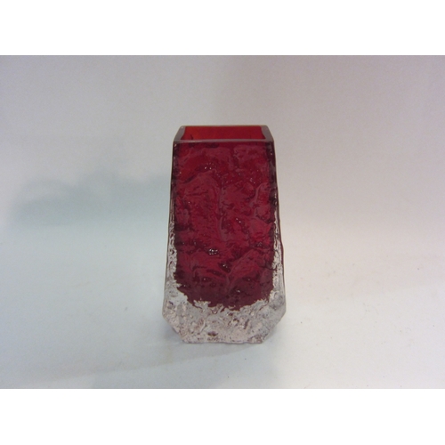 4448 - A Whitefriars red ruby coffin vase, 13cm tall