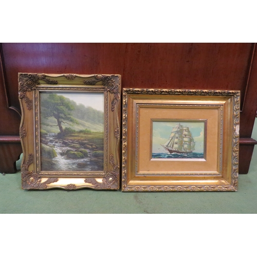 4441 - A group of four oils including River scenes, Ship etc, all framed