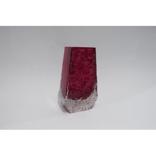 4448 - A Whitefriars red ruby coffin vase, 13cm tall