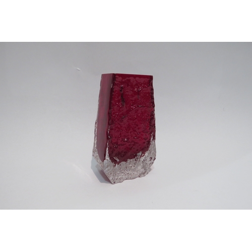 4448 - A Whitefriars red ruby coffin vase, 13cm tall