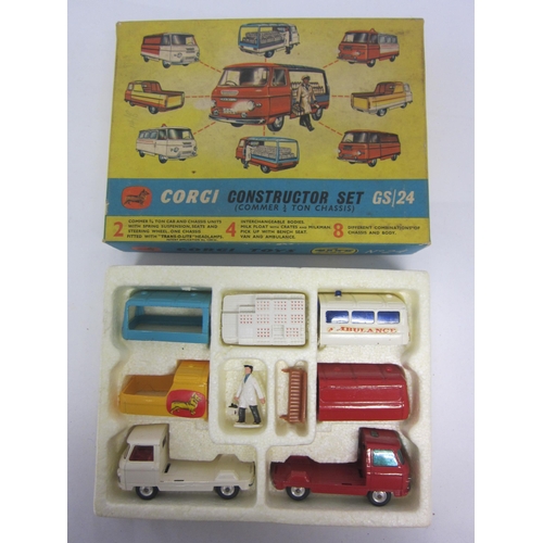 8129 - A boxed Corgi Toys diecast GS24 Constructor Set comprising 2x Commer 3/4 Ton Chassis finished in red... 