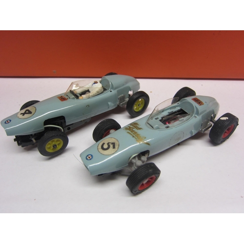 8392 - A VIP Raceways slot racing set FR1700 comprising two BRM racing cars, two hand throttles, power supp... 