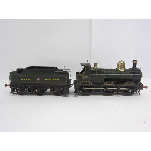 8572 - A David Andrews brass kit built 0 gauge Great Western 0-6-0 locomotive and six-wheeled tender, finis... 