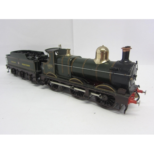 8572 - A David Andrews brass kit built 0 gauge Great Western 0-6-0 locomotive and six-wheeled tender, finis... 