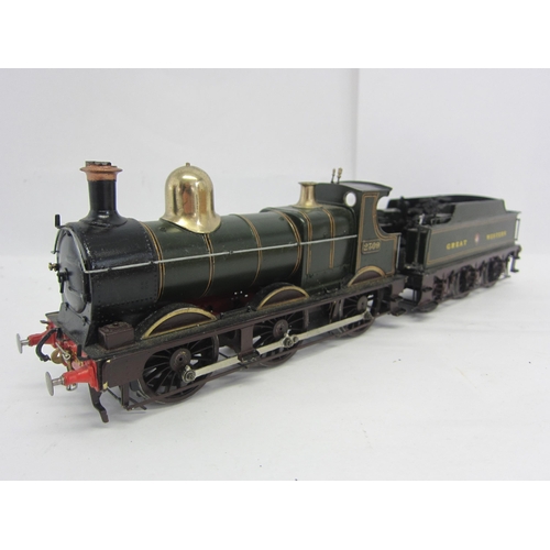 8572 - A David Andrews brass kit built 0 gauge Great Western 0-6-0 locomotive and six-wheeled tender, finis... 