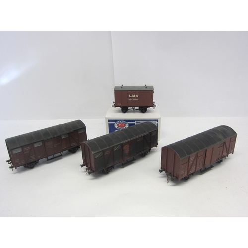 8533 - Three Lima 0 gauge BR Ferry Van wagons and a Peco Parkside Models kit built PS09 LMS Ventilated Van ... 