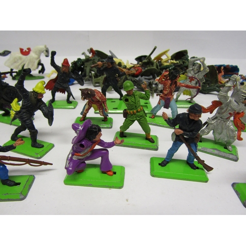 8375 - Twenty-three playworn Britains Deetail plastic figures including Foreign Legion, cowboys and Native ... 