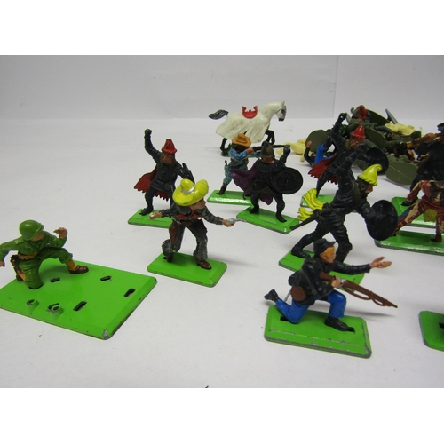 8375 - Twenty-three playworn Britains Deetail plastic figures including Foreign Legion, cowboys and Native ... 