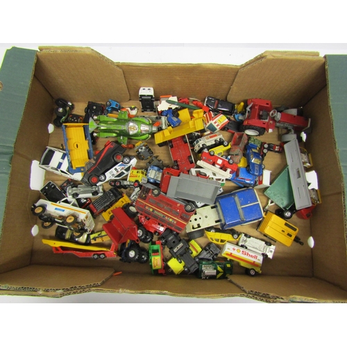 8147 - A collection of assorted playworn diecast vehicles including Britains agricultural vehicles and Poli... 