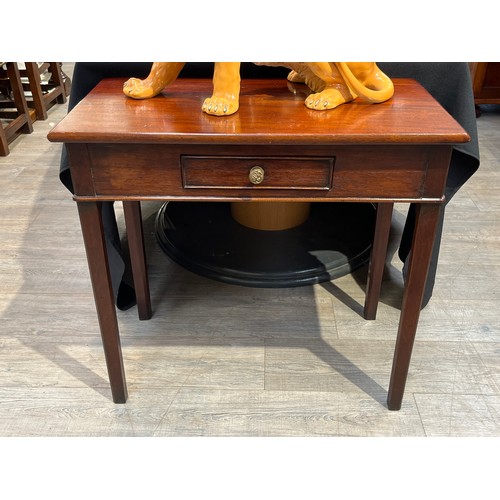 4043 - A 19th Century mahogany single drawer side table on tapering chamfered legs, 70cm x 74cm x 38.5cm