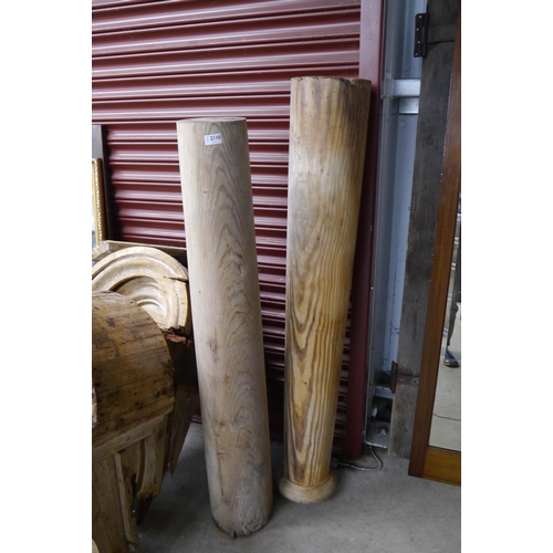 2110 - Two Georgian pine column sections