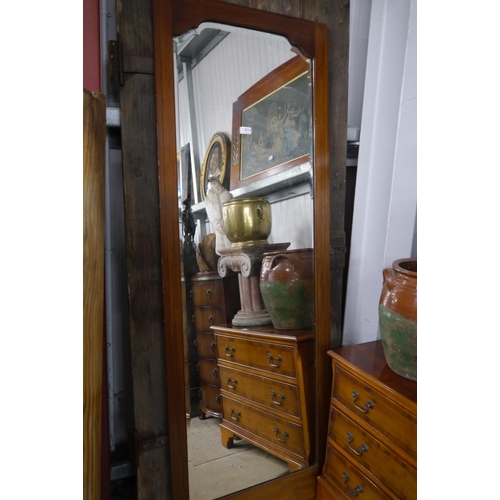 2111 - An Edwardian inlaid mahogany full height dress mirror by maple and Co 180 x 67cm