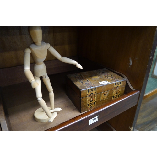 2165 - A Victorian inlaid work box and a modern beech ley model